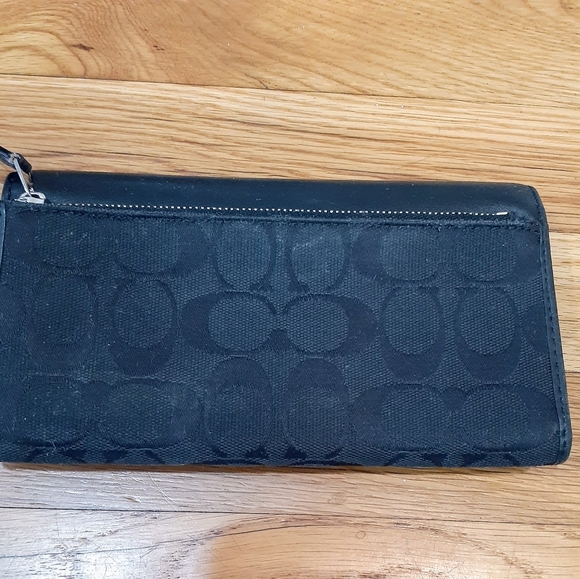 Coach Slim Envelope Wallet F53617 Signature Canvas Black Leather Trim OS Coach - Picture 3 of 3